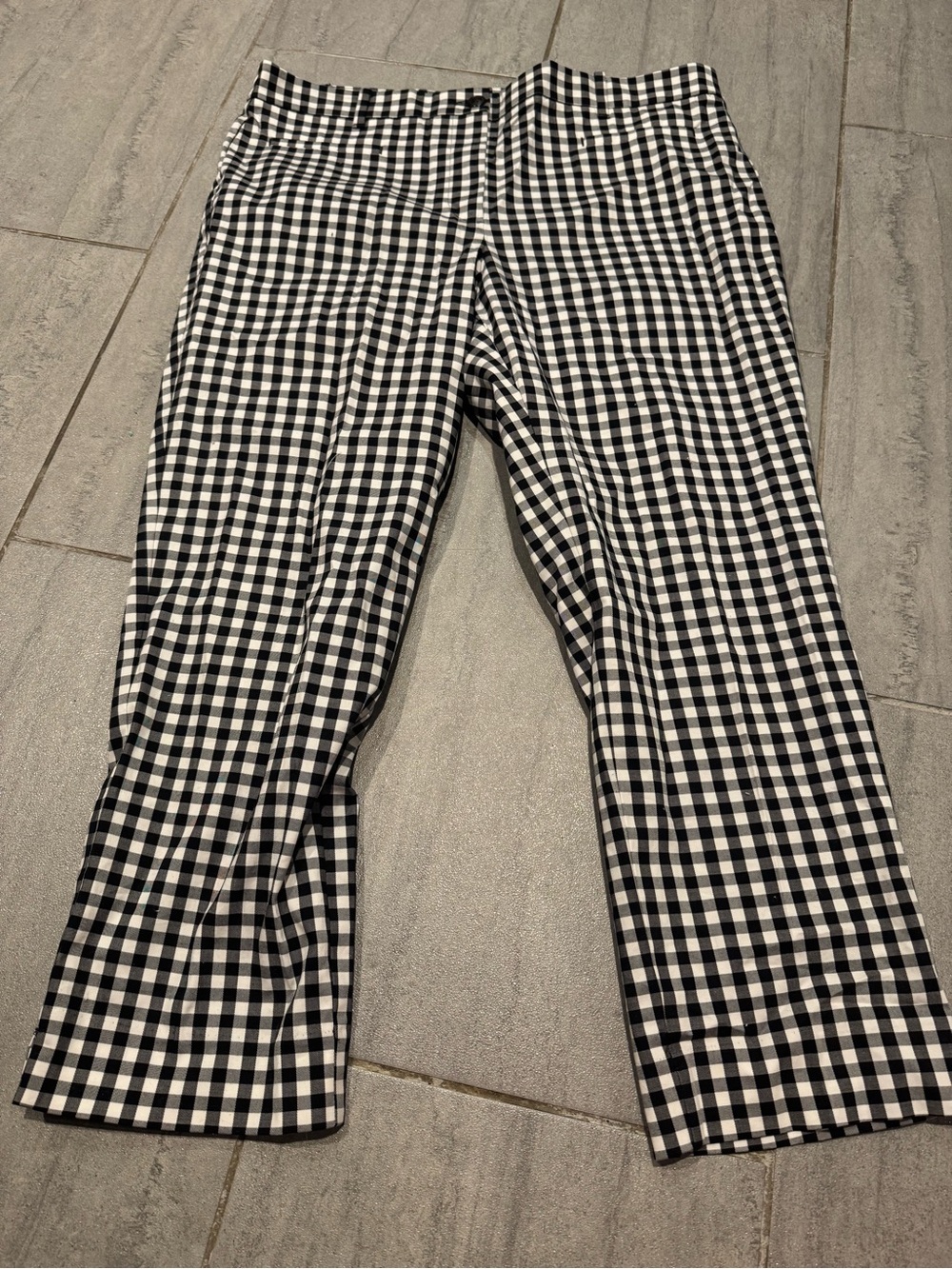 ANN TAYLOR Black White Checked Plaid Gingham Skinny Slit Ankle Pants Size 14